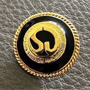 St John Knit Marie Gray Black Enamel & Gold Metal Replacement Buttons @1”